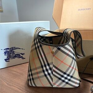 Burberry Classic Beige and Black Check Shoulder Bag